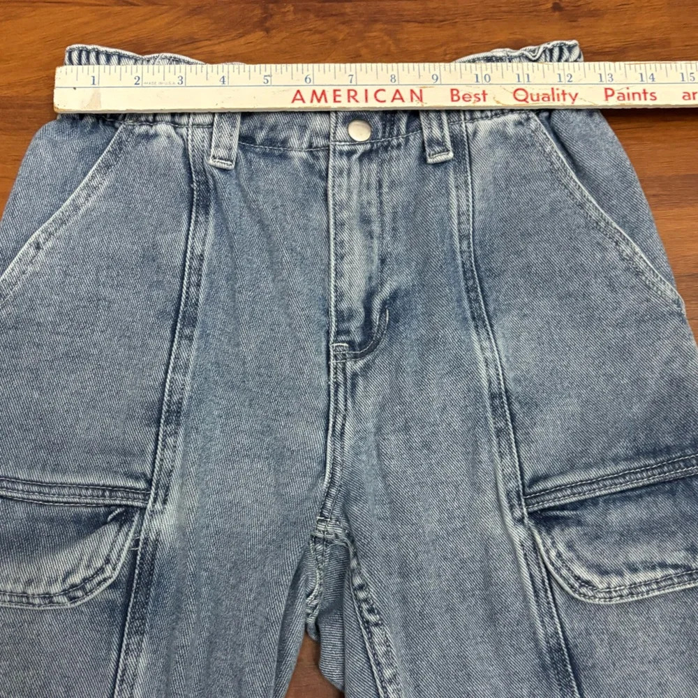 Pacsun Cargo Jeans Elastic Waist Tapered Leg Retro Utility Pants Size Small - Picture 5 of 11